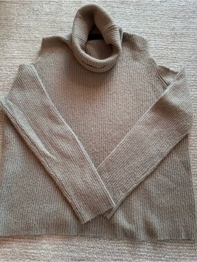 Lumiere Taupe Ribbed Turtleneck Sweater